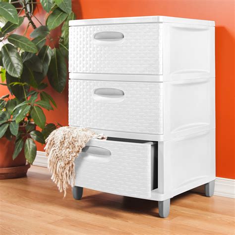 The driftwood handles make it easy to open and shut the opaque drawers, which keep. . Sterilite 3 drawer organizer